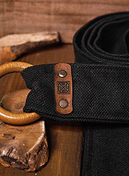 NONGFUGE Simple Natural Black Cotton long Waist Rope Belt Medieval